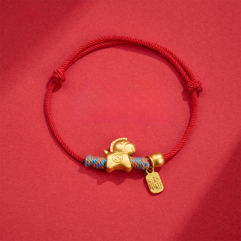 Buddha Stones Year of the Horse Fu Character Handwoven String Luck Connection Bracelet