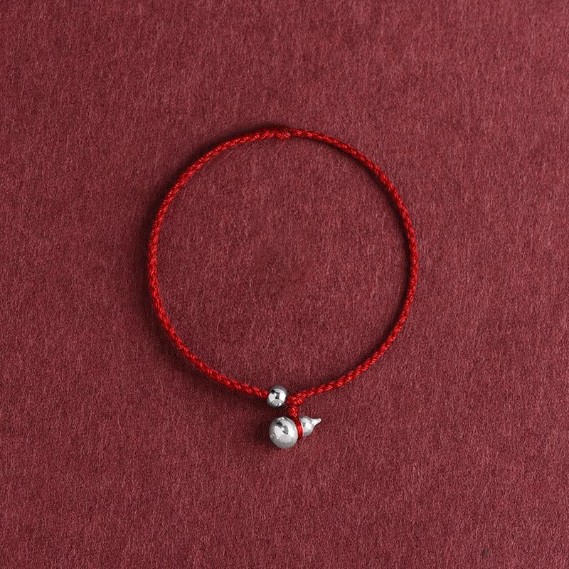 Buddha Stones 925 Sterling Silver Gourd Lucky Fortune Charm String Connection Bracelet