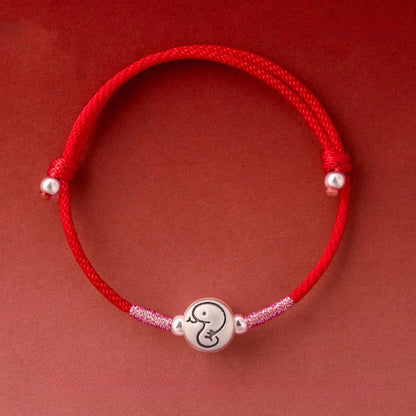 Buddha Stones Year of the Horse 999 Sterling Silver Red String Luck Bracelet