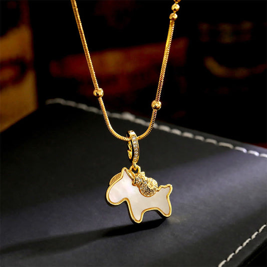 Buddha Stones Year of the Horse Copper Luck Necklace Pendants