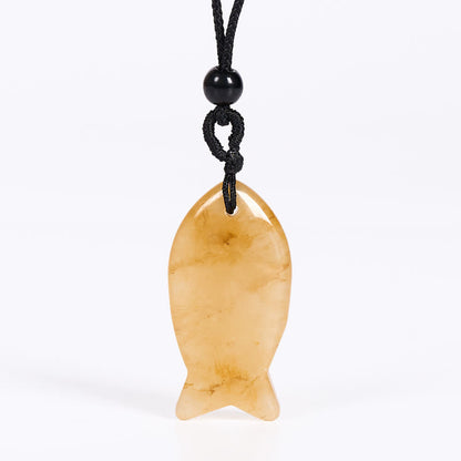 Buddha Stones Koi Fish Pink Crystal Indian Agate Amethyst Topaz Red Jasper Success Warmth Necklace Pendant