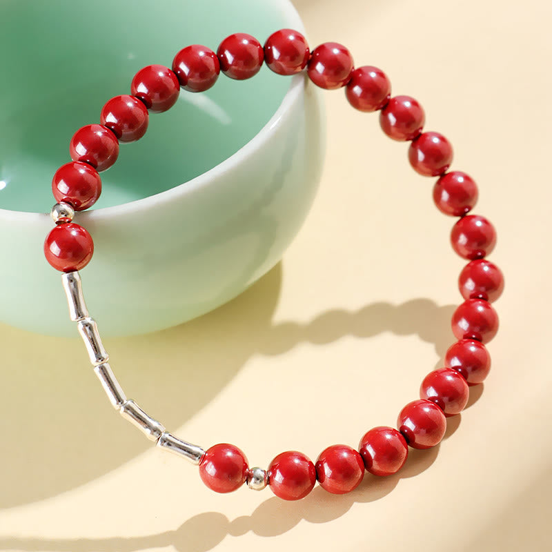 Buddha Stones Cinnabar 925 Sterling Silver Calm Concentration Bracelet