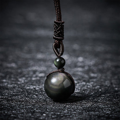 Buddha Stones Tiger's Eye Silver Sheen Obsidian Gold Sheen Obsidian Rainbow Obsidian Positive Necklace Pendant