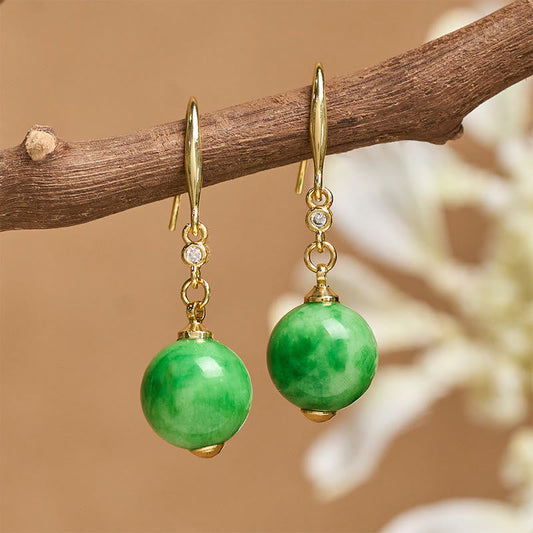 Buddha Stones 925 Sterling Silver Green Chalcedony Strength Courage Earrings