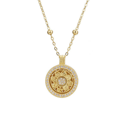 Buddha Stones 925 Sterling Silver Eight Treasures Luo Pan Blessing Necklace Pendant