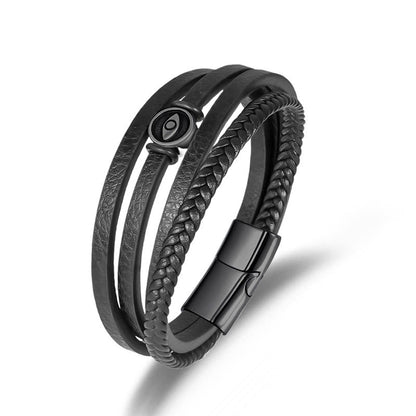 Buddha Stones Evil Eye Multilayered Braided Leather Balance Bracelet