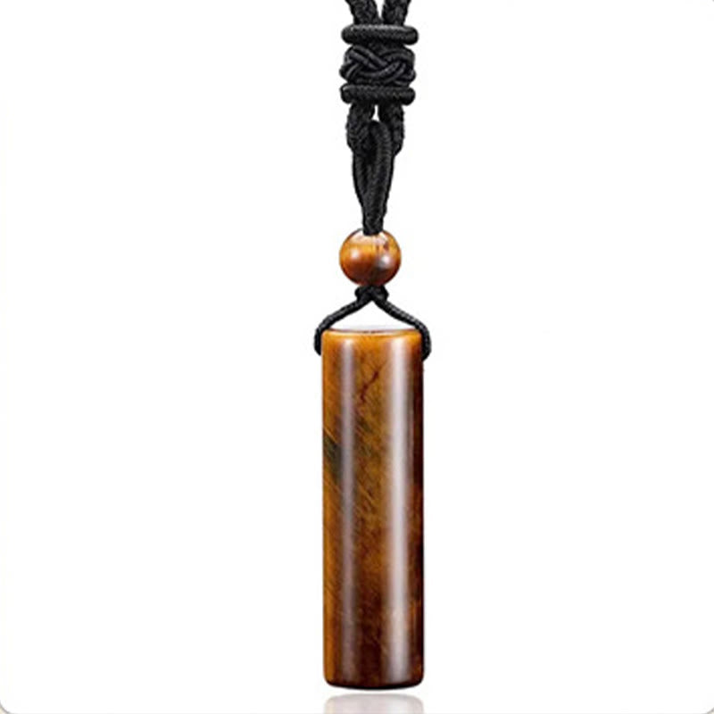 Buddha Stones Various Crystal Rose Quartz Green Aventurine Amethyst Cylinder Healing Necklace Pendant