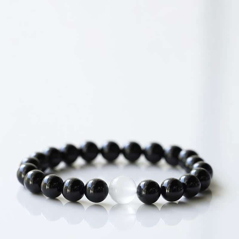 Buddha Stones Black Tourmaline Crystal Zodiac Animal Design Resilience Bracelet