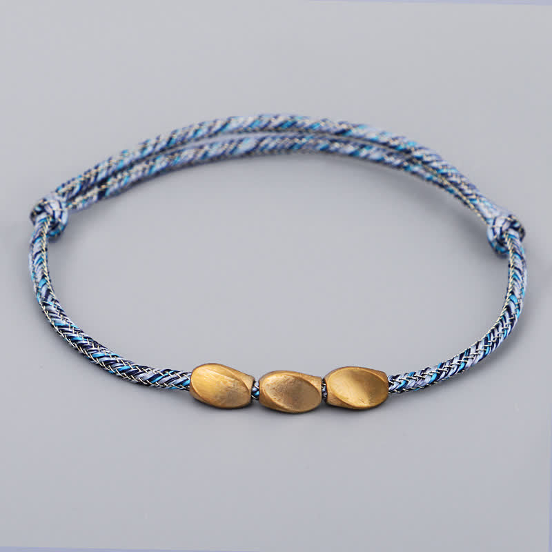Buddha Stones Multiple Colors String Golden Copper Beads Balance Bracelet
