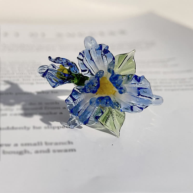 Buddha Stones Liuli Iris Flower Wisdom Ring