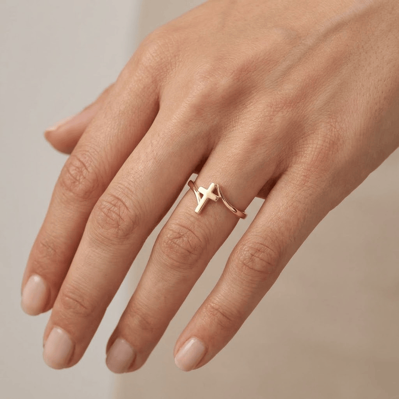 Star Cross Gold Ring - Adjustable