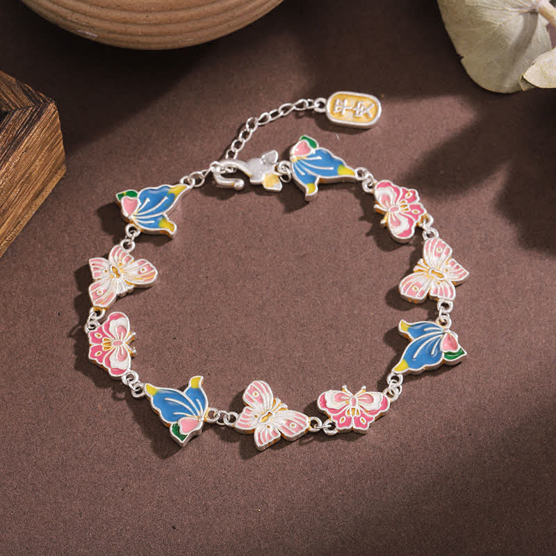 Buddha Stones Copper Enamel Butterfly Love Adjustable Bracelet
