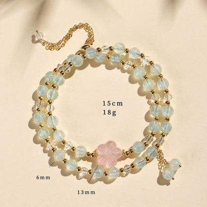 Buddha Stones Natural Strawberry Quartz Double Wrap Crystal Healing Bracelet