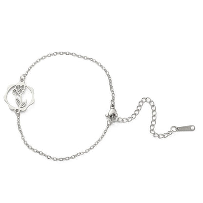 Buddha Stones Titanium Steel Birth Flower New Beginning Bracelet