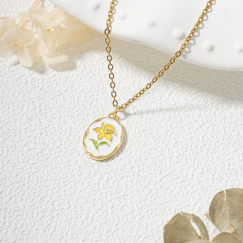 Buddha Stones Titanium Steel Birth Flower Strengthen Pendant Necklace