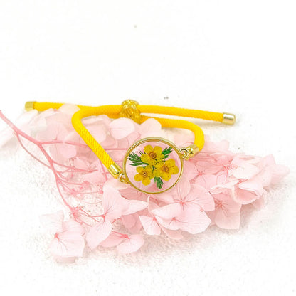 Buddha Stones Resin Handmade Birth Flower Adjustable Braided Rope Bracelet