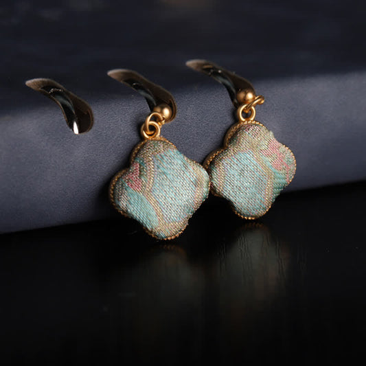 Buddha Stones Song Brocade Handcrafted Silk Art Harmony Drop Earrings
