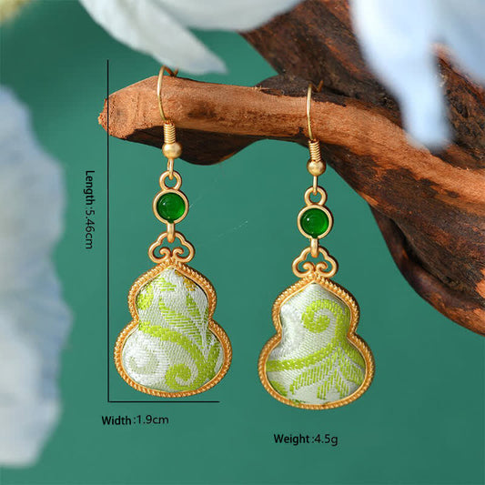 Buddha Stones Song Brocade Colorful Tone Prosperity Drop Earrings