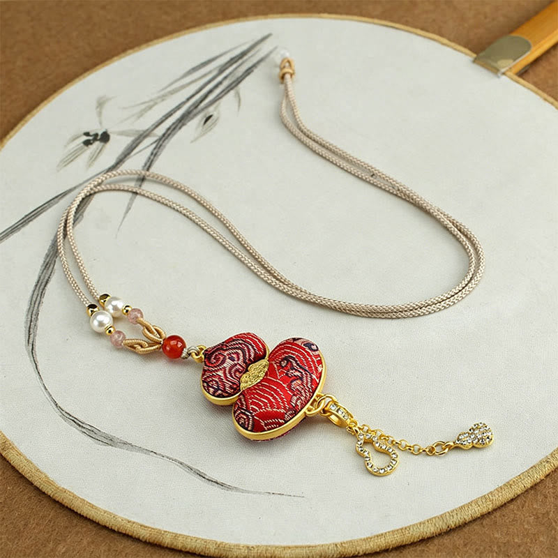 Buddha Stones Song Brocade Gourd Necklace