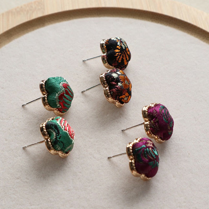 Buddha Stones Song Brocade Flower Balance Earrings