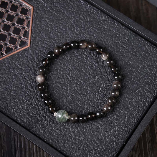 Buddha Stones Black Obsidian Grounding Hand-woven New Chinese Round Bracelet