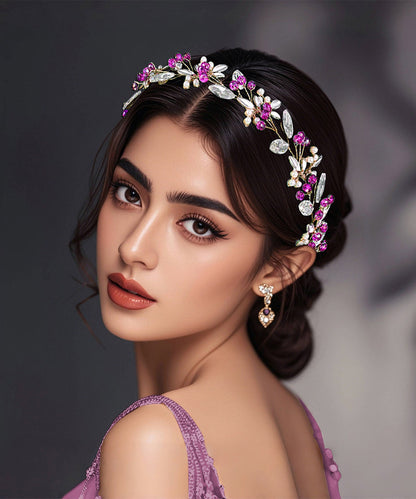Original Design Rose Weave Zircon Flora Hairpiece