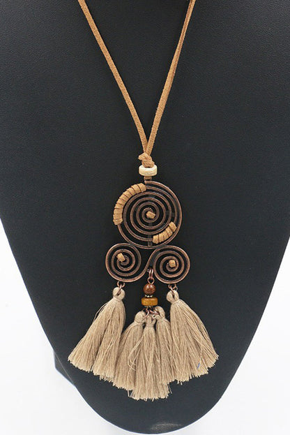 Style Tassel Flower Pendant Style Retro Necklace
