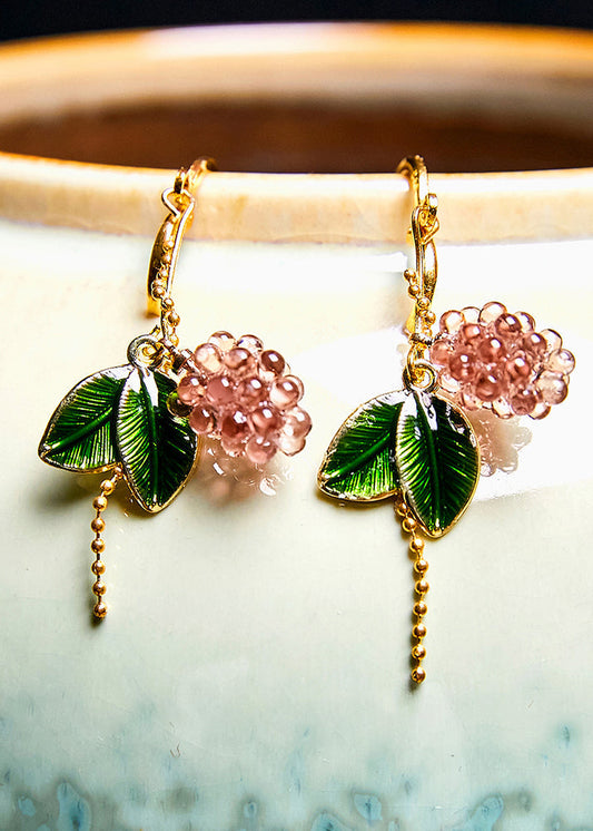 Grapes and Leaves Tassels Drop Earrings