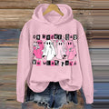 Comstylish Women's Halloween Pink Ghost Print Casual Hoodie