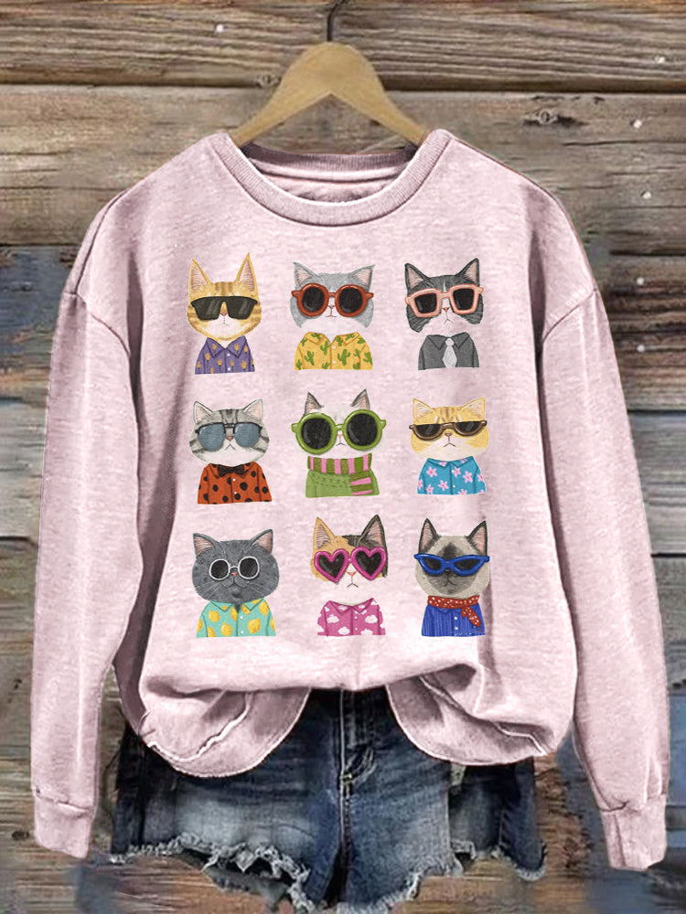 Comstylish Cute Cat Print Sweatshirt