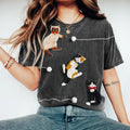 Naughty Kitten Playing With Ball Of Yarn Embroidered Art Crew Neck Retro T-Shirt elevenforest