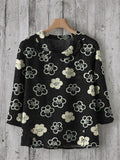 Comstylish Cherry Blossom Japanese Lino Pattern Linen Blend Tunic