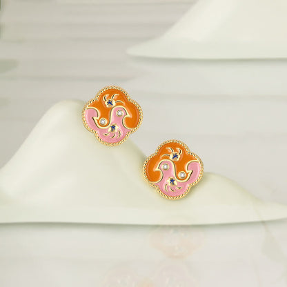 18k Gold Plated Copper Two Birds Zircon Jewelry Set
