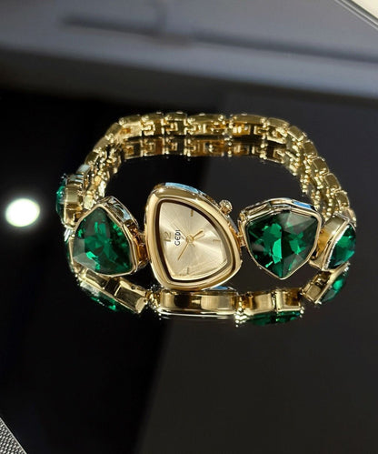 Red Stainless Steel Alloy Asymmetrical Gem Stone Watches