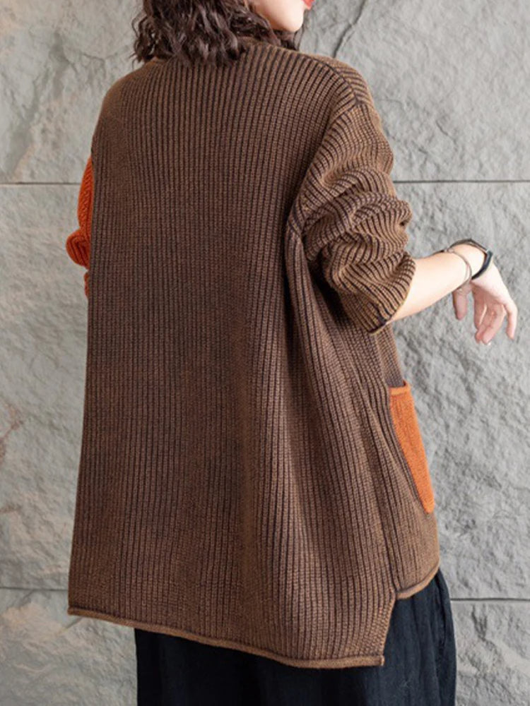 LM | Elegant knitted cardigan with color gradient and buttons