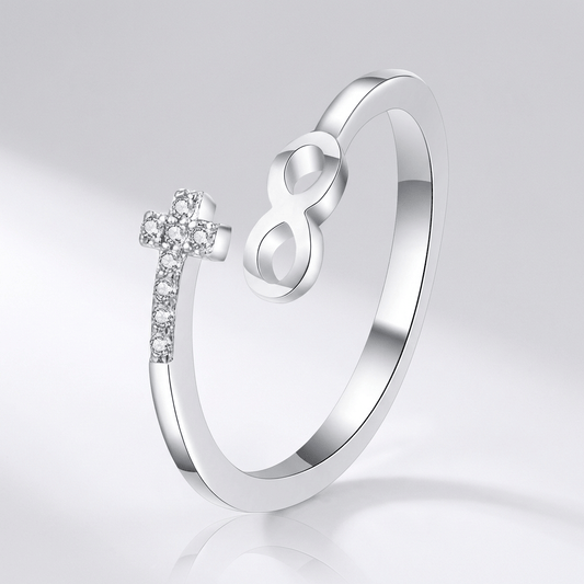 Faith & Infinity Silver Ring - (adjustable)