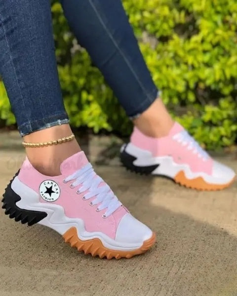 LM | Muffin lace-up sneakers with eyelets and contrasting inserts