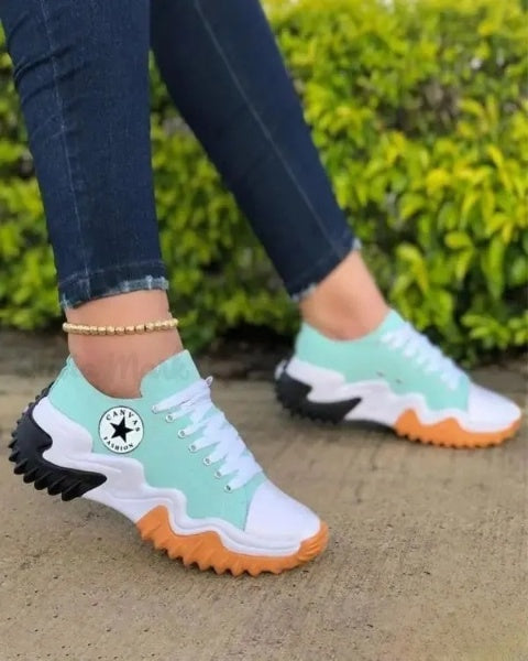 LM | Muffin lace-up sneakers with eyelets and contrasting inserts