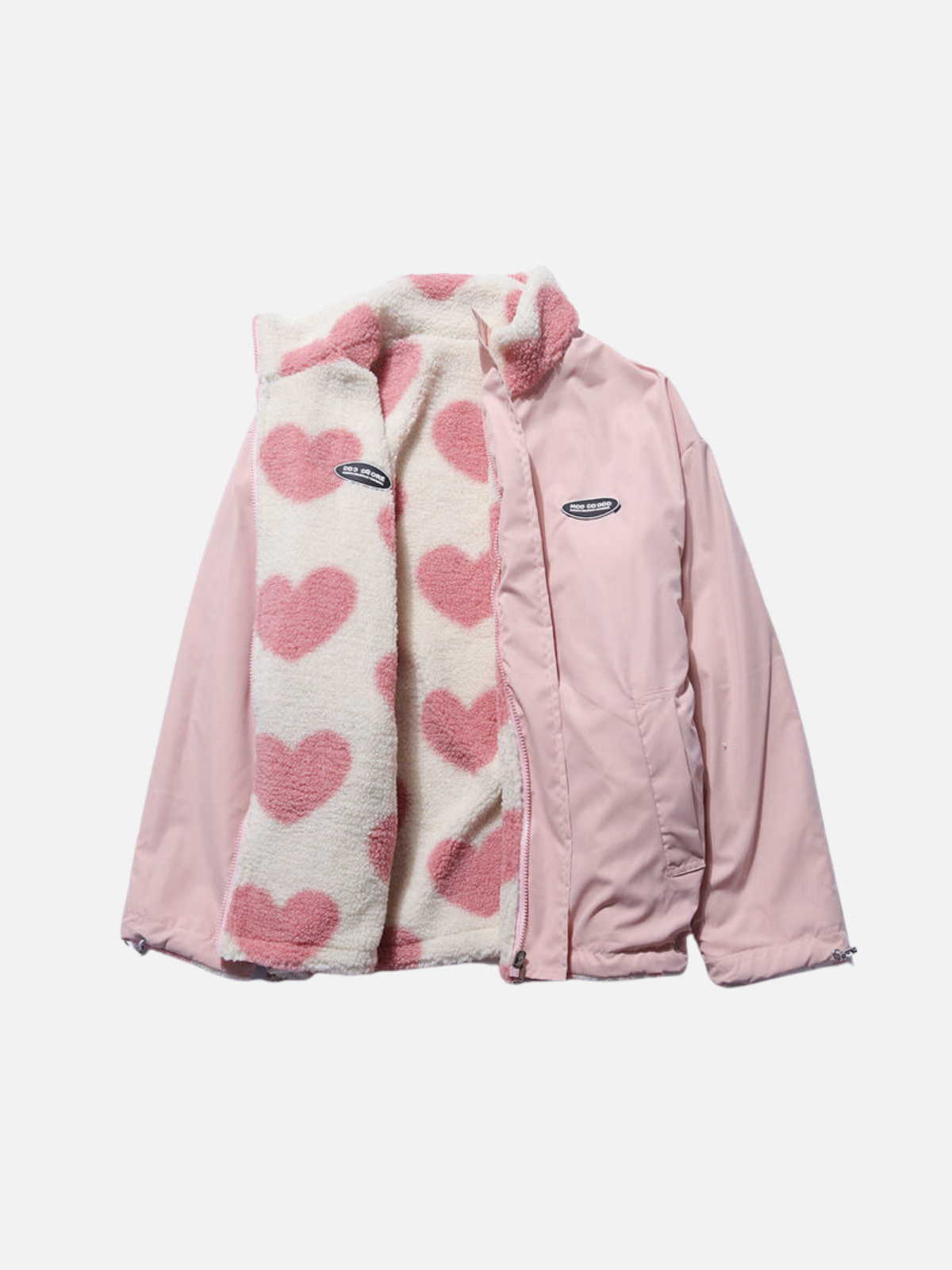 LM | Warm autumn coat with a cozy lining and pretty heart pattern