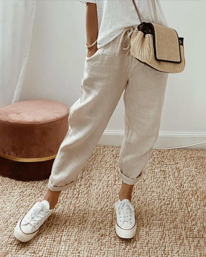 LM | Rolled up string pants