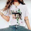 Abstract Creative Floral And Black Cat Embroidery Pattern Drawing Art T-Shirt elevenforest