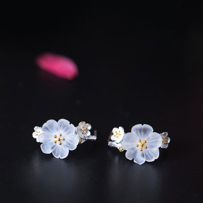 925 Sterling Silver Plum Blossom Spiritual Earrings for Protection