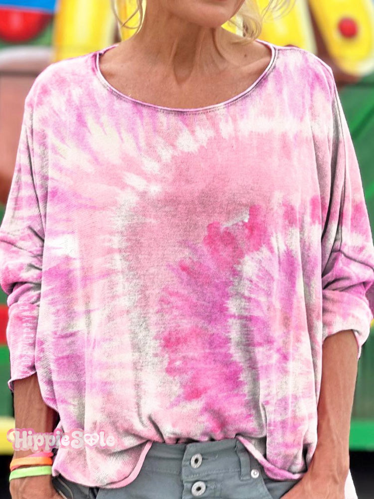 Women's Colorful Tie Dye Hippie Print T-shirt