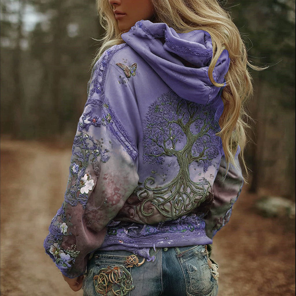 Comstylish Women's Vintage Viking Tree Of Life Art Gradient Comfort Hoodie