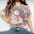 Cute Cats In Kimonos And Carp T-shirts elevenforest