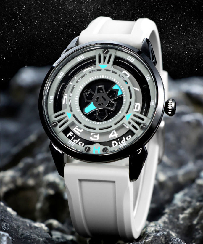 Blue Silicone Rubber Waterproof Hollow Out Watches