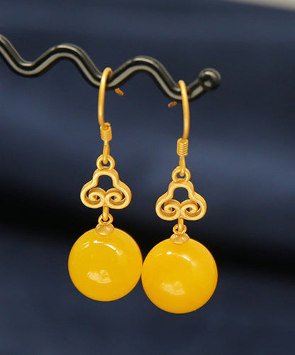 Yellow Sterling Silver Overgild Beeswax Xiangyun Drop Earrings