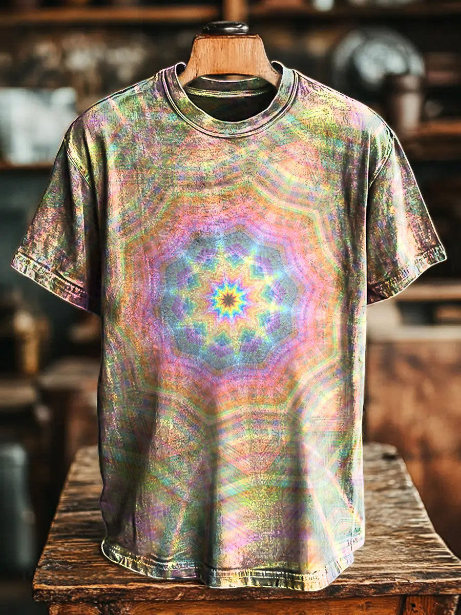 Kaleidoscope Visual impact Vintage Art Print Casual T-shirt For Men An