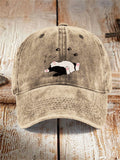 Sleeping Cat Embroidery Washed Hat elevenforest