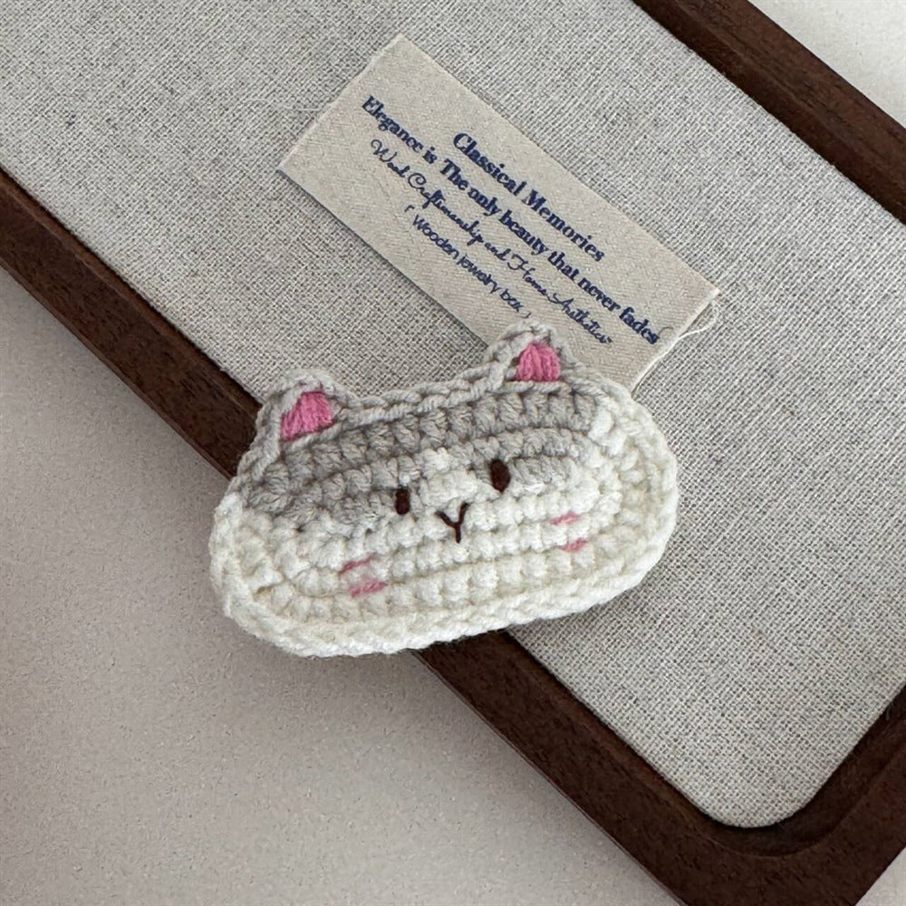 Comstylish Wool Crochet Cartoon Cat Bb Clip